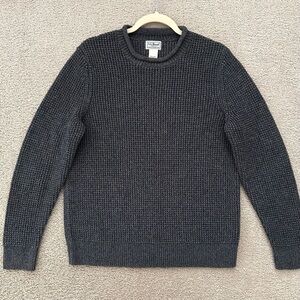 L.L. Bean Charcoal Grey Organic Cotton Rollneck Crew Waffle Sweater